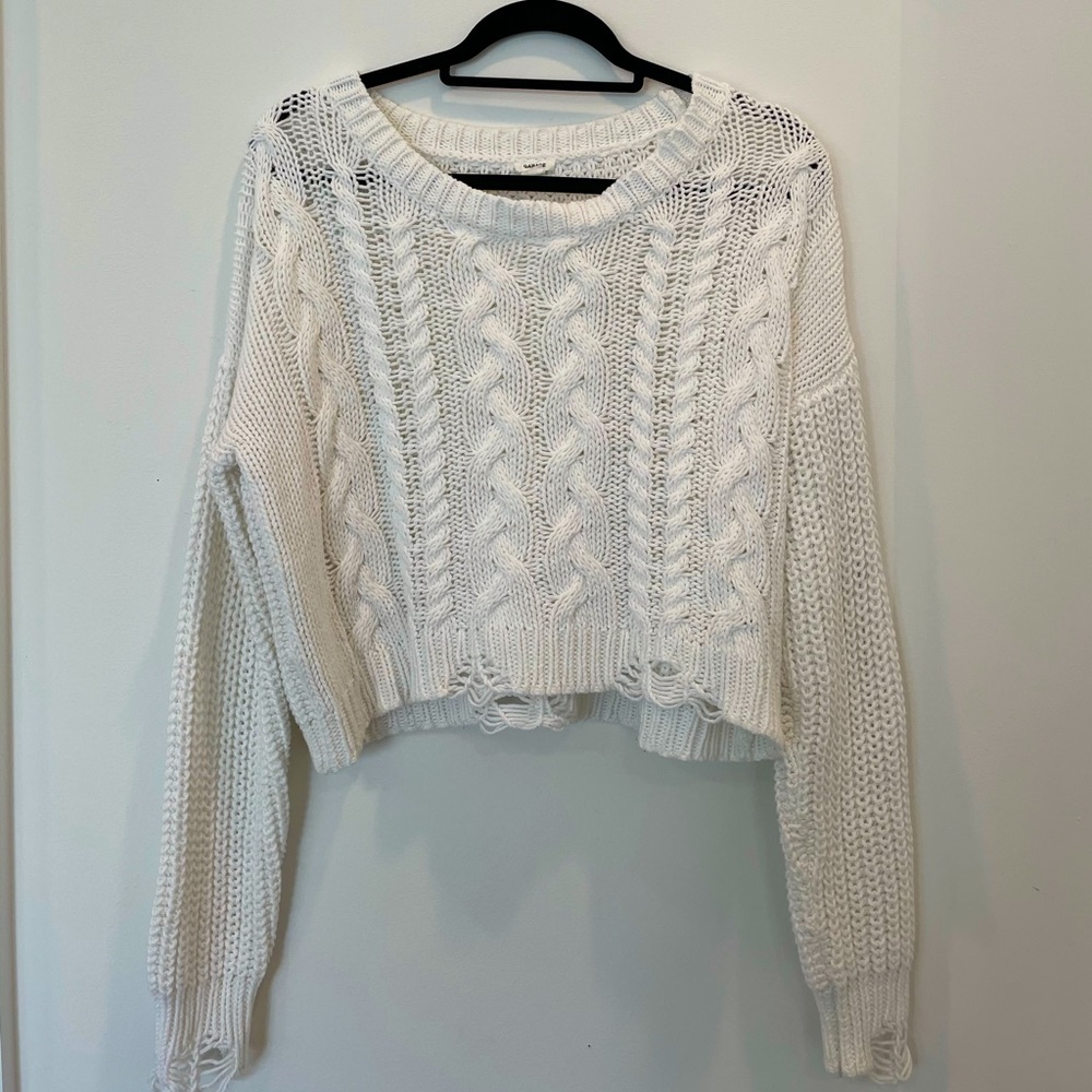 Garage White Cropped Sweater